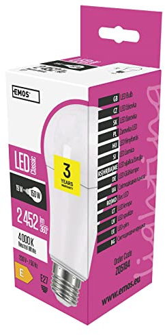 EMOS LED Lampe A67, 19 W Ersatz für 150 W Glühbirne, E27 Sockel, Helligkeit 2452 lm, Neutralweiß 4000 K, 30000 h Lebensdauer, CRI min. 80, 200° Abstrahlwinkel