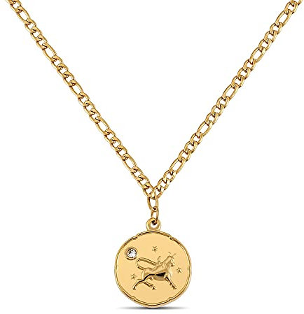 GD GOOD.designs Sternzeichen Kette Stier Gold mit Geburtsstein für Damen - 18K vergoldete Halskette mit Zodiac Anhänger