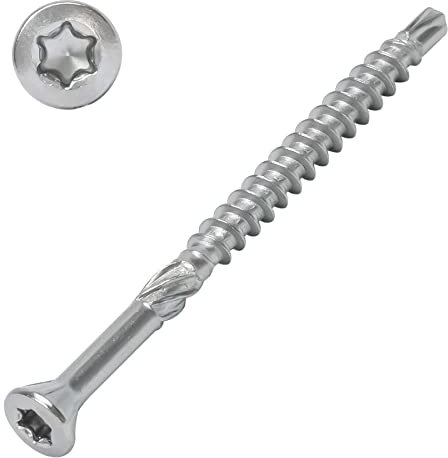 SCREW REBEL Dielenschrauben Edelstahl C1 4,0 x 50-200 Stück, TX15, kleiner Zierkopf, Teilgewinde, Bohrspitze, Reibteil, Fussbodenschraube mit 30 mm Teilgewinde