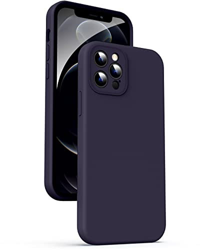 Supdeal Liquid Silicone Case for iPhone 12 Pro Max, [Camera Protection] [Anti Fingerprint] 4 Layer Phone Case Protective Cover, Built-in Microfiber Case Cover, 6.7, Dark Purple