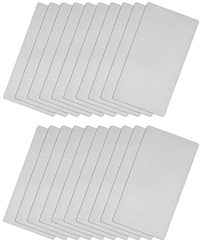 sourcing map Tarjeta de Metal en Blanco, Placas Cepillado de Acero Inoxidable 201 de 3,3 x 2 para DIY Placa de Identificación de Grabado, 0,4 mm de Espesor, Tono Plateado 20 Piezas