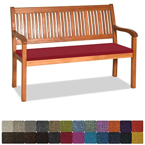 Orumrud Bankauflage Stuhlkissen Bankkissen mit Krawatte Waschbar,90x40x3cm，2 3 4-Sitzer Sitzkissen rutschfeste Auflage für Gartenbank,Küche,Terrasse Innen und Außenbereich，rot,Dicker Leinenstoff