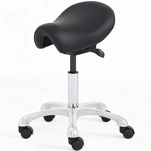 Eognyzie Saddle Stool Rolling Chair, Lash Tech Stool Ergonomic Saddle Chair for Bar Salon Spa Tattoo Makeup Hair Stylists
