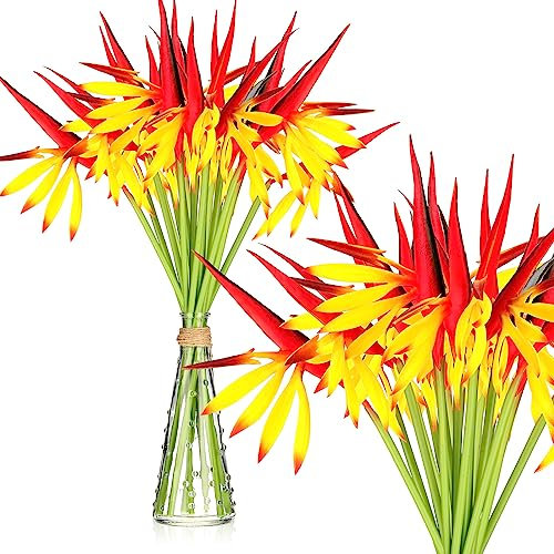 Giegxin 20 Stück Paradiesvogel künstliche Pflanze 55,9 cm hawaiianische tropische Blumen Kunstblumen Blumenstrauß große elegante grüne Pflanze für Haus Garten Dekoration Büro Hochzeit Dekor Supplies
