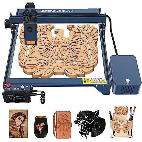 ATOMSTACK A30 Pro Laser Graviermaschine 160W Laser Cutter, 33W Ausgangsleistung Laserschneider, 30000mm/min, 1000DPI, Laserschneider und Graviermaschine für Holz Metall Acryl Leder 400x400mm
