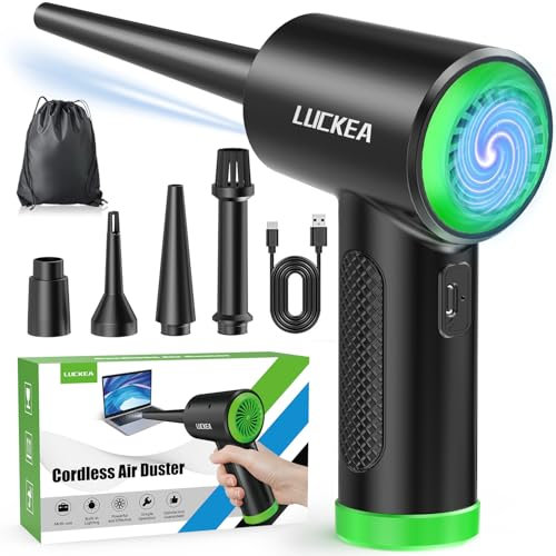 Aria Compressa Elettrico Rimuovi Polvere - 3 Velocità Air Duster Mini Soffiatore a Batteria 6000 mAh, 5 Ugello di Soffiaggio, Pulizia PC Tastiera Auto, Alternativa Allo Bomboletta Aria Compressa Spray