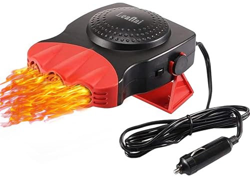 Leaflai Chauffage Portable pour Voiture, 12 V Anti-buée 2 en 1 Chauffage/Refroidissement, Mini Chauffage de Voiture avec Allume-Cigare Plug-in, Dégivreur de Pare-Brise