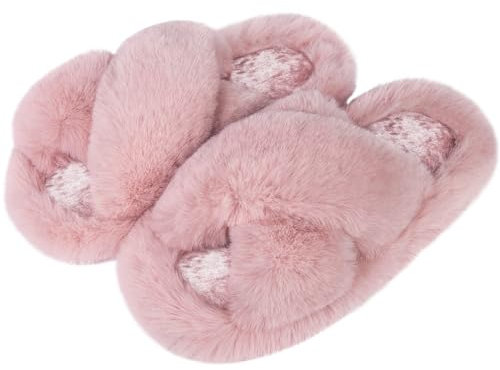 Wostock Pantofole Peluche Donna,Ciabatte Donna Pelose Comode Invernali Moda Slippers(Rosa)