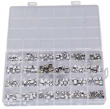 Agatige 240PCS Micro USB Socket Connector,Stainless Steel Micro USB Interface,Female Port Socket Connector Jack Plug Connector USB Repair Replacement Adapter Assortment Set for Phone, Soldering Repair