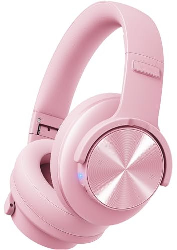 Picun B8 - Cuffie wireless Bluetooth, 120H, con modalità musica 3EQ, chiamate in vivavoce, bassi profondi, per viaggi, casa, ufficio, cellulare, PC (rosa)