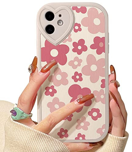 NITITOP Kompatibel mit iPhone 11 Hülle Niedliches Design mit Blumen und Herz-Muster Liebevoll Gestaltet für Damen und Mädchen Weiches Silikon Stoßfestes - Kreideblüte