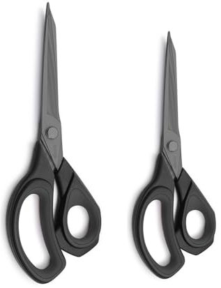 LIVINGO Stoffscheren-Set: Titanbeschichtete Scharfe Klingen, Geschmiedeter Edelstahl, Weicher Gummigriff - Nähscheren für Erwachsene, Zuhause, Arbeit, Leder, Teppich und Materialien,22/24 cm