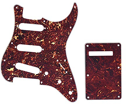 COMETX Pick Guard Tortoise Red Guitar Pick Guard Back Plate with 20pcs Screws for Stratocaster Strat Style Electric Guitar