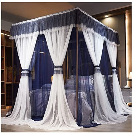 Betthimmel, europäisches Moskitonetz im Prinzessinnen-Stil, Doppelter Betthimmel mit Ständer, leicht zu demontieren (Farbe: A2, Größe: 180 x 220 x 210 cm)