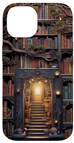 Bücher Bibliothek Vintage Lesen Bücherregale Bücherwurm Wald Hülle für iPhone 14