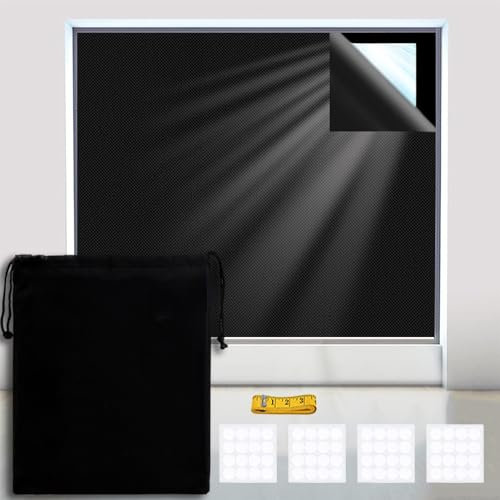 Kocusu Store 100 % occultant à coller - Film de fenêtre - 145 x 300 cm - Portable - Avec fermeture Velcro - Sans perçage - Découpe à n'importe quelle taille pour fenêtre de toit