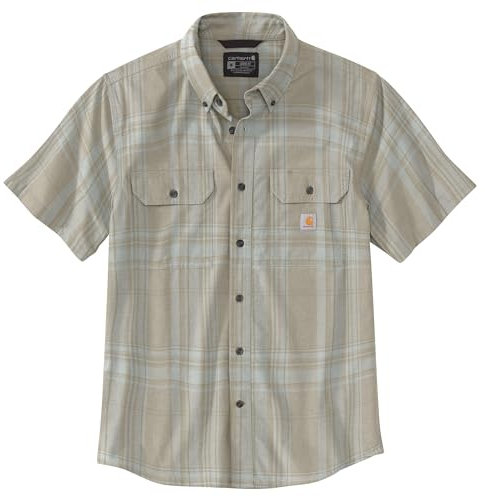Carhartt Chemise à carreaux à manches courtes et coupe ample pour homme 106746, craie, Taille 3XL