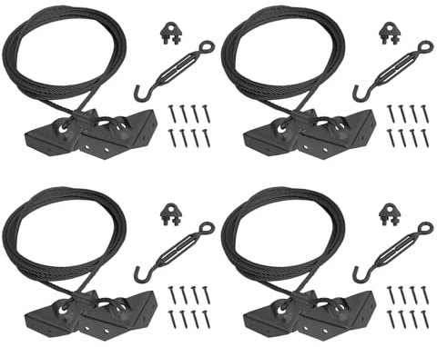 Young Wolf Kit de Cable de Puerta de jardín Anti - caída de Soporte de Acero aleado para Soporte de Puerta de Rejilla de Madera al Aire Libre (4,Negro)