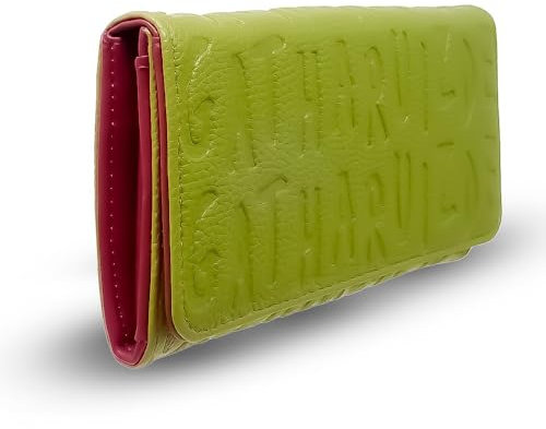 Agatha Ruiz de la Prada Geldbörse Zweifarbige grüne Geldbörse kombiniert mit lila drei Fächern mit Reißverschlussfach. Taschengröße: 17 x 11 x 4 cm. Frau.
