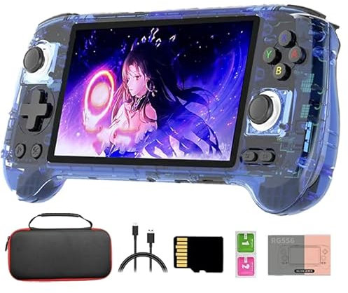 RG556 Console de jeu portable rétro Android 13 Unisoc T820 écran AMOLED 5,4 WiFi lecteur de jeux vidéo (4+128 G) - étui de transport