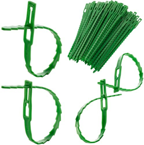 Boltza® Bridas verdes para plantas de jardín de 17 cm, reutilizables, resistentes a la intemperie, paquete de 100