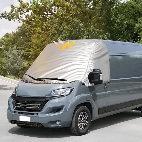 YWNYT Windschutzscheibenabdeckung für VW Crafter 2018–2024, luxuriös, silberfarbene Windschutzscheibenabdeckung, thermische Windschutzscheibenabdeckung