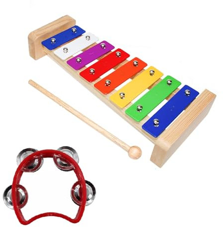 Glockenspiel, Xylophon für Kinder - Musikinstrument mit Schlägel, 4 Ring Zittert, 8-Tasten