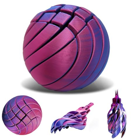 Morphslime Ball, 3D Printed Morphslime Sphere Stress Relief Ball Fidget Toys, Impossible Liquid-Like Balls Sensory Fidget Desk Toy for Office & Home, Cool Stuff Toys Gift for Kids Teen Adult (Purple)