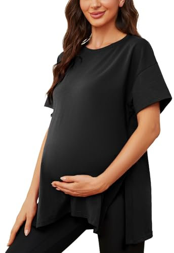 Love2Mi Damen Umstandstop Kurzarm Umstandsmode Umstandskleidung Tops Schwangerschaft Umstands T-Shirt