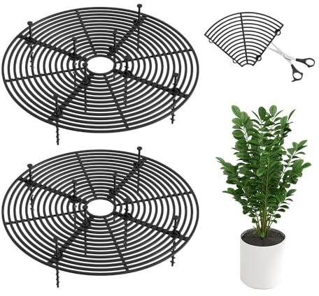 GIDWRIY 2 Stück Blumentopfgitter 30 CM, Abdeckung Blumentopf Schutz, Pflanzenschutz Vor Katzen Blumenschutz, Pflanzenschutzgitter Rund, Blumentopfschutz Baby, Pflanzengitter für Haustiere - Schwarz