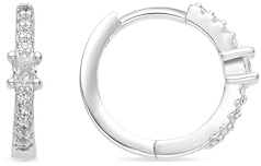 LUXENTER Ohrringe mit glänzendem Zirkoniastein, Silber-Finish - Duia, Pequeños, Metall, Zirkonia