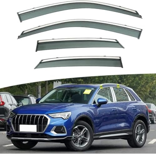 ZHANGJF Windabweiser Für Audi Q3 2019-2022, Windabweiser Regenabweiser Windschutz Schwarz Auto Frontscheibe Sonnendach Wetterleiste