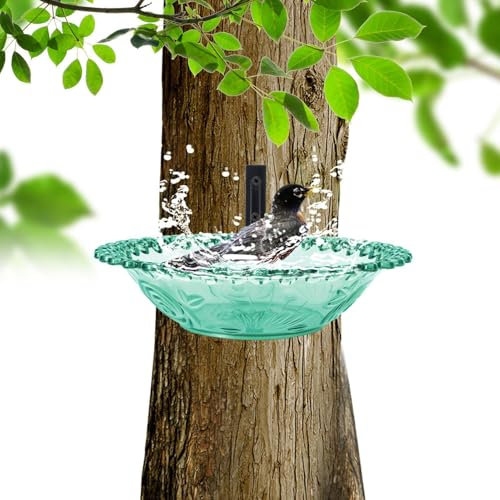 Tree Bird Feeder, Tree Mounted Bird Bath, 9 Inches Wall Mounted Outdoor Birdbath, Transparent Hangable Water Feeding Basin, Installed on Wooden Fences, Trees, Deck, Indoor and Outdoor Walls