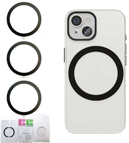 3 Stück Magnet Ring Aufkleber für Ring,Metallringe Selbstklebend,für Ring Aufkleber,Magnetring für Handyhülle,Metallring Kompatibel mit iPhone Samsung Android Phone Cases (Schwarz)
