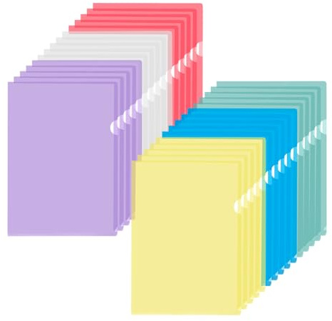 30 Stück Aktenhülle A4 Bunt, Klarsichthüllen A4 Seitlich Offen Klarsichtfolien Aktenhülle Dokumentenhülle Sichthüllen Prospekthüllen für Die Aufbewahrung von Papier, Mappen Ordner das Büro Der Schule