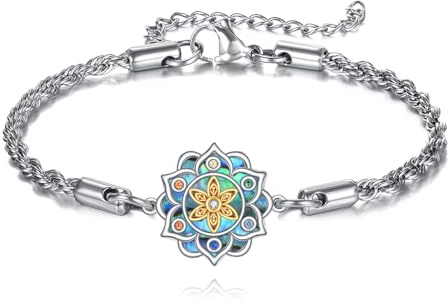 Lotus-Armband aus 925 Sterling Silber mit Lotus-Abalone-Muschel-Anhänger, Armband mit kubischen Zirkonia, Schmuckgeschenke für Frauen und Liebhaber.