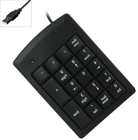 Shurhome USB Numerics Keyboards with 18 Silents Button Deskstop Number Pad for Laptop Desktop Office Silents Numerics Keyboards