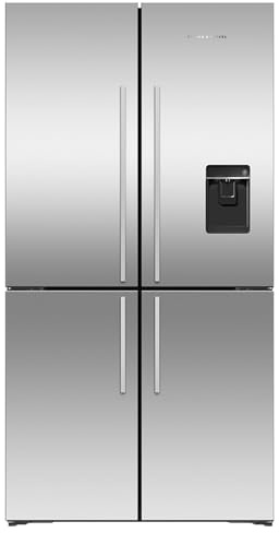 RF605QDUVX1 Quad Door American Fridge Freezer, 538L, 90.5cm Wide, Frost Free, Plumbed Water & Ice, Inverter Compressor, Brushed Stainless Steel, LED Lighting, Multi-Zone Storage