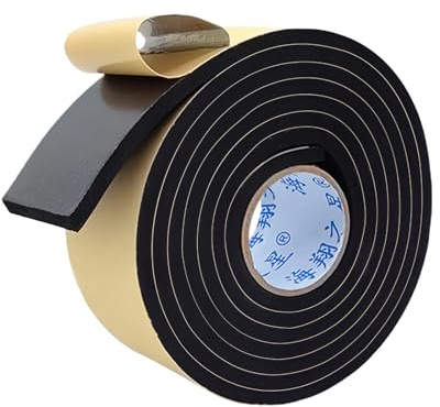 BUERPINKING 6 Meter Moosgummi Selbstklebend, 5 mm Dick 50 mm Breit Schaumstoffband, Hochdichtes Schaumstoffband, Dichtband Selbstklebend Schalldämmung für Fenster, Türen und Autos (50mmx5mmx6M)
