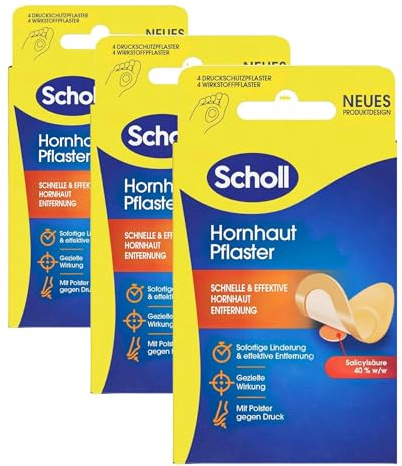 Scholl Hornhautentferner Pflaster Set - 4 Wirkstoffpflaster & 4 Druckschutzpflaster, Hornhaut entfernen Fuß, sanfte Fußpflege, selbsthaftend, dermatologisch getestet, effektiver Hornhaut-Entferner