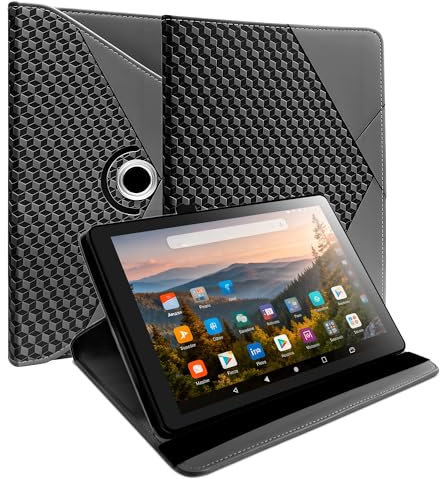 Fire HD 10 Tablets 11th/13th Generation (2021/2023 Release) – Auto Wake/Sleep Stand with 360° Rotating Kickstand & Pen Loop, Lightweight TPU (Black)