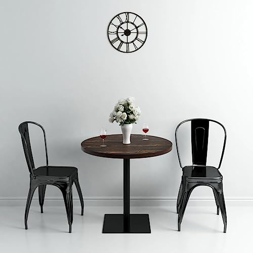 Bucmath Bistrotisch MDF und Stahl Rund 80x75 cm, Dunkle Esche Esszimmertisch, Küchentisch mit robuster Basis für Restaurant, Café, Bar, einfache Montage