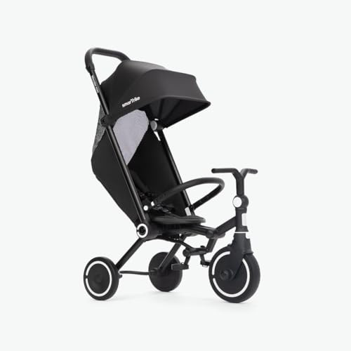 smarTrike Wonder Max™ Ultraleichtes, Kompaktes Dreirad, Klappbar, Carry-on Approved, Für Kinder von 6 Monaten bis 3 Jahren, Jet Black - Schwarz