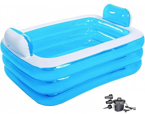 Vasca da bagno gonfiabile per adulti, per 2 persone, autoportante, con funzione pieghevole e portatile, per spa per adulti, piscina pieghevole universale per interni ed esterni, con pompa ad aria