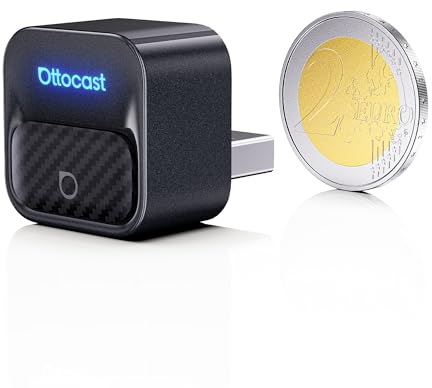 OTTOCAST Mini Core 2-in-1 Kabelloser CarPlay & Android Auto Adapter | Micro Mini Cube Wireless Car Dongle mit Smart-Switch-Taste, Wi-Fi 6 & Bluetooth 5.4, für 98 % der Fahrzeuge