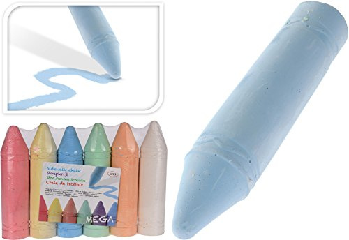 Koopman MEGA Chalk Set Of 6 Coloured Chalks Sidewalk Pavement Concrete Outdoors Indoors