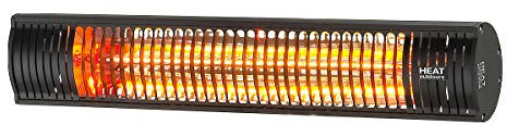 Heat Outdoors Shadow Ultra Low Glare Infrared Patio Heater - 1.5 kW Mounted Fixed Outdoor Heating Unit - IPx5 Waterproof Ceiling and Wall Mountable Parabolic Reflector and Safety Guard
