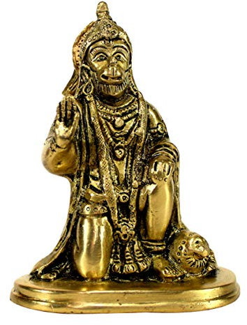 eSplanade Statue Skulptur Messing Widder Darbar (Zweig, Sita, Laxman, Hanuman) 4,75 Hanuman Golden