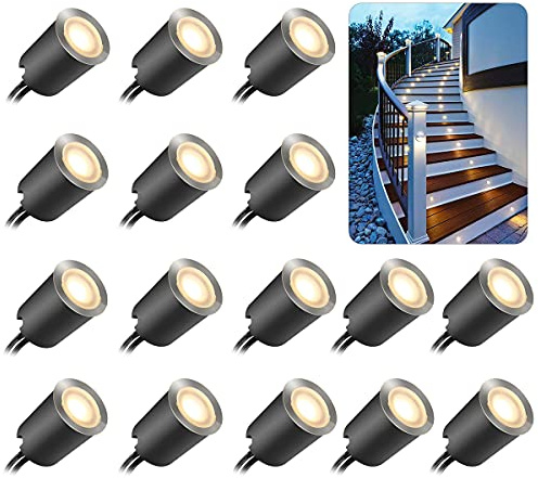 Recessed LED Deck Light Kits with Protecting Shell φ32mm,SMY In Ground Outdoor LED Landscape Lighting IP67 Waterproof,12V Low Voltage for Garden,Yard Steps,Stair,Patio,Floor,Kitchen Decoration