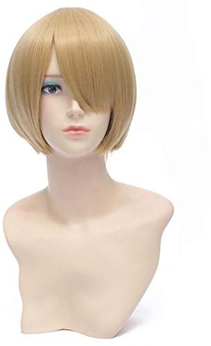 Baisheng ONE PIECE Sanji 30cm Grün Golden Blond Gerade Kurze Synthetische Voll Cosplay Kostüm Perücke (30cm-Leinen Gold)